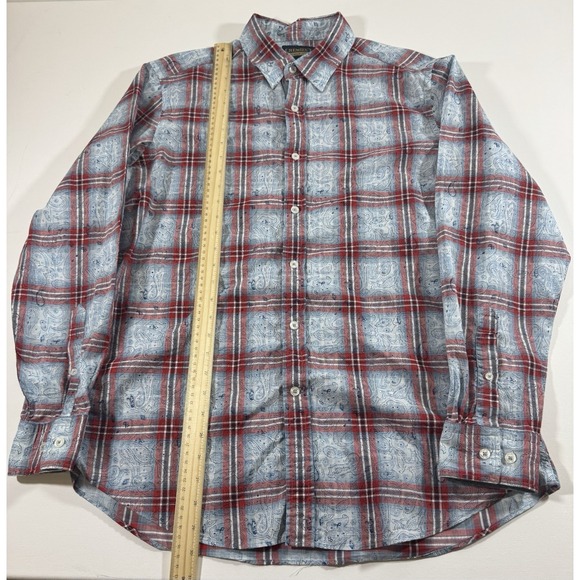 Cremieux Premium Denim shirt Size Large Long sleeve bandanna Paisley patter - Picture 3 of 7